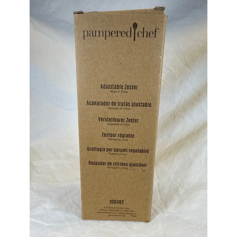 Pampered Chef Adjustable Zester 100482 Stainless Steel Citrus Grater Black Gray
